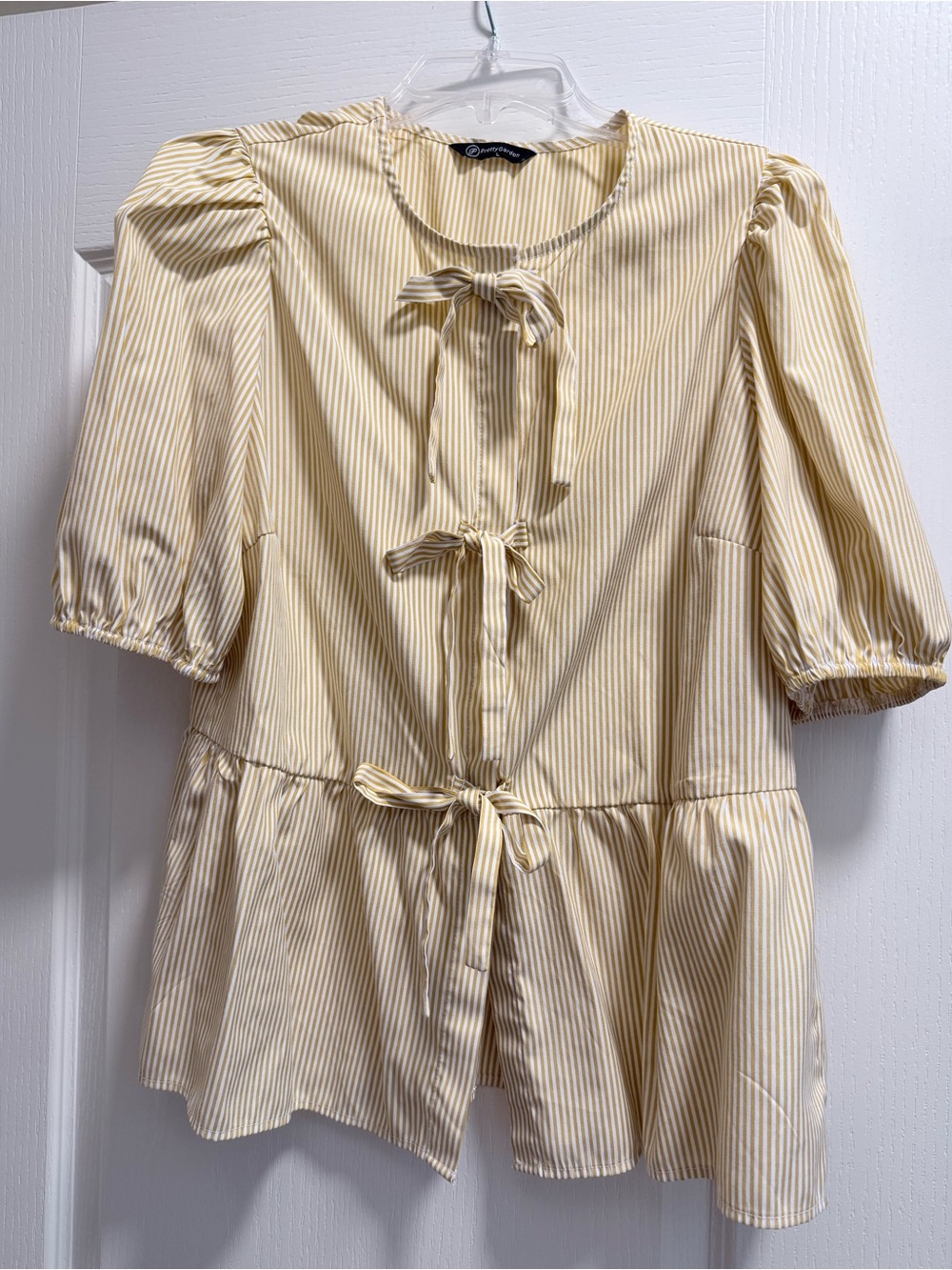Striped Tie-Front Peplum Blouse